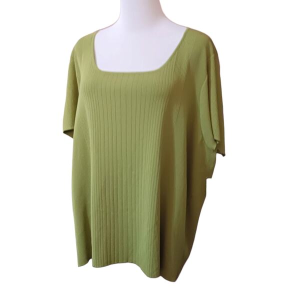 NEW VALERIE STEVENS Blouse Top Sweater 3X Square Neck Short Sleeve Office Career - Picture 9 of 10